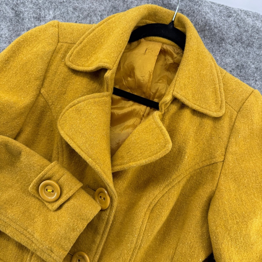 Unbranded Pea Coat Women Mustard Yellow Button Front Tailored Jacket